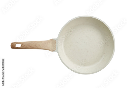 Ceramic frying pan isolated on white background. Studio shot photo