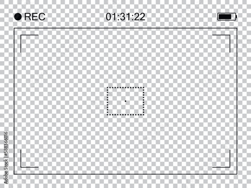 Camera frame viewfinder screen of video recorder digital display. Vector illustration