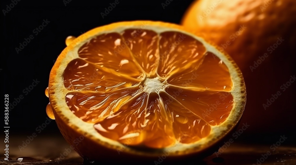 Orange, extreme close up, fruit, generative AI Orange, extreme close up, fruit, generative AI