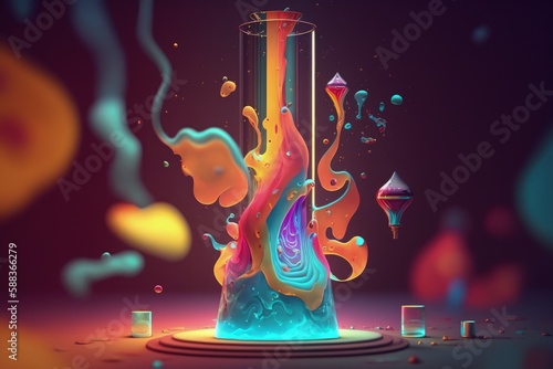 Magical lava lamp. Fantasy liquid created with Generative AI 