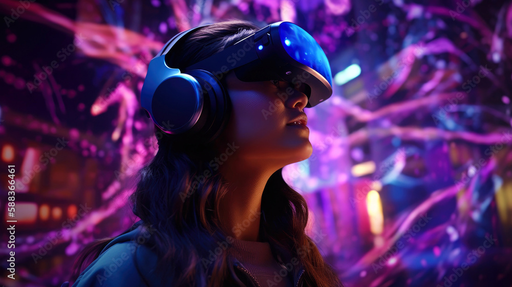 Immersive virtual reality world. Generative AI Immersive virtual reality world. Generative AI