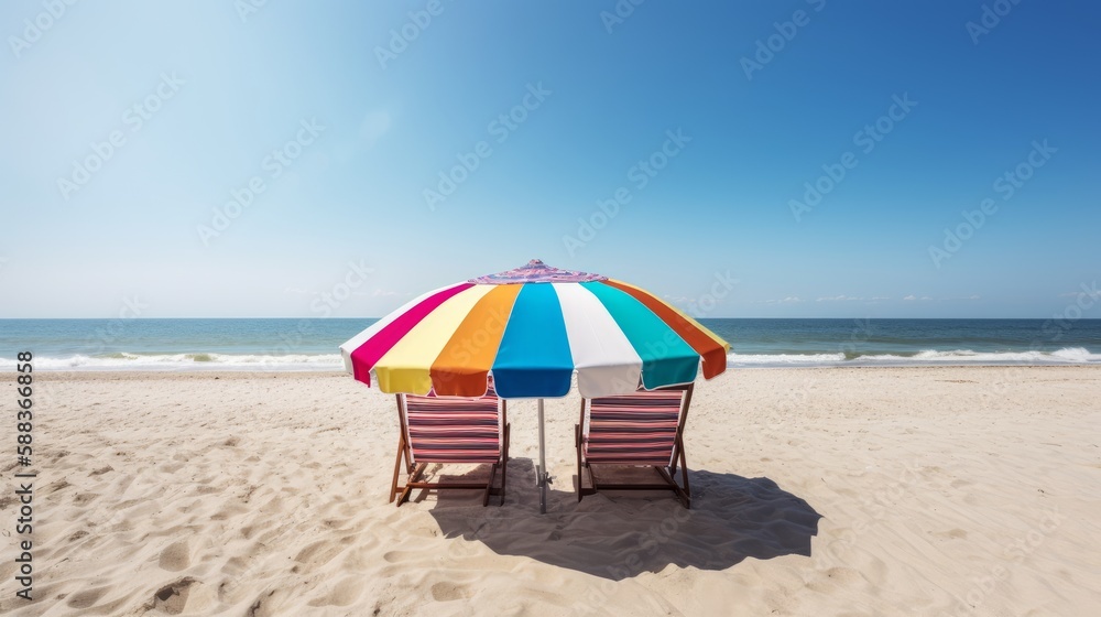 Umbrella with chairs in the beach