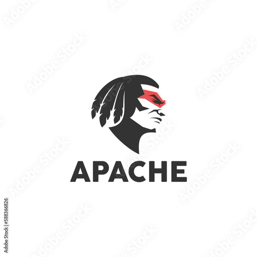 Apache indian chief logo design, American native