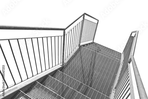 Wall Mural New modern metal staircase for outdoors use built with stainless and galvanized