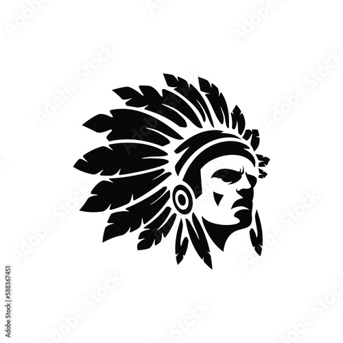 Apache indian chief logo design, American native