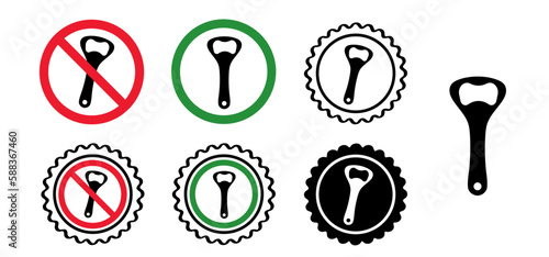 Bottle opener pattern banner, Vector Bottle cap icon or symbol. Dry january. Restaurant, cafe or bar seamless logo. Beer bottles opener banner. Beer cap.