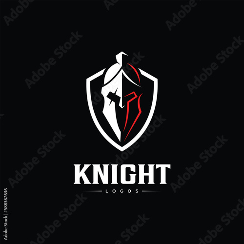 spartan knight helmet logo design vector