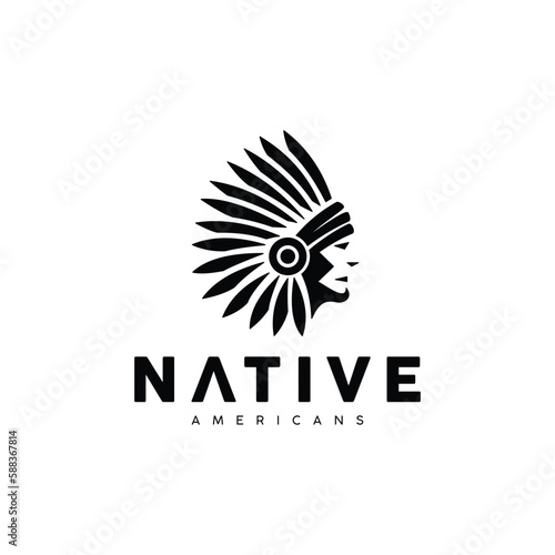 Apache indian chief logo design, American native