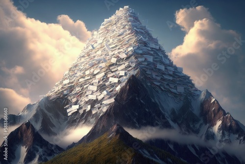 Mountain of data documents created with Generative AI 