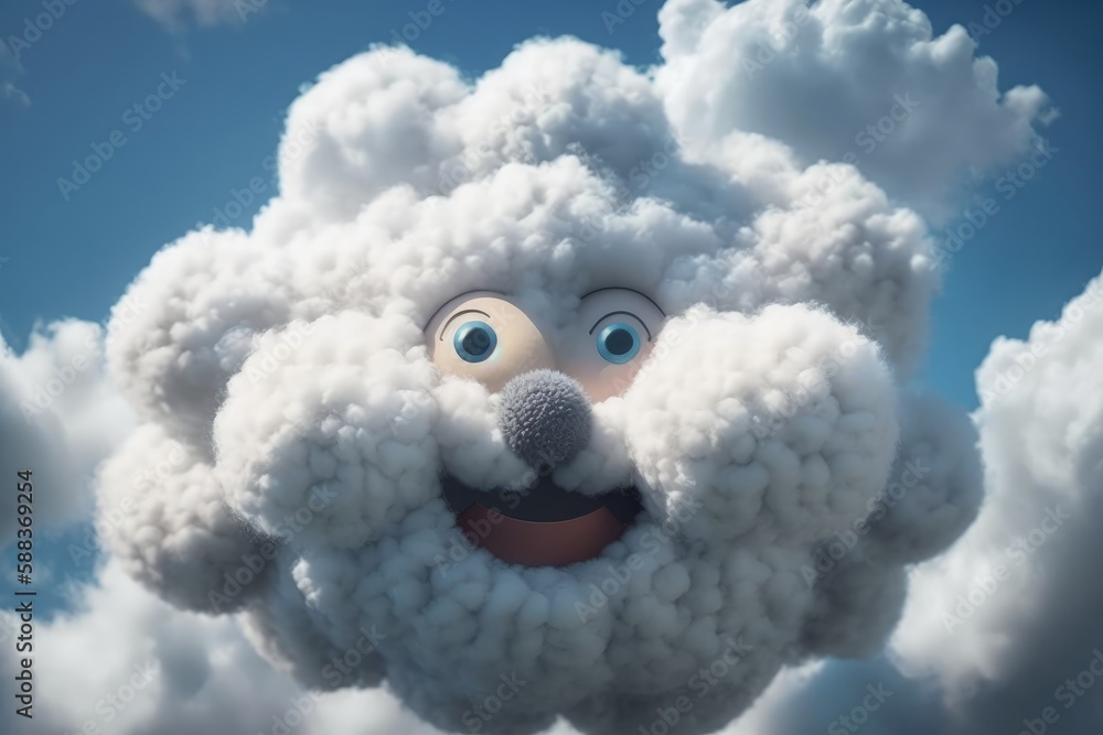 Cute cloud creature. Cartoon character created with Generative AI Cute cloud creature. Cartoon character created with Generative AI