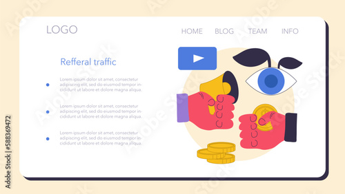 Passive income in the internet. Character making money on traffic