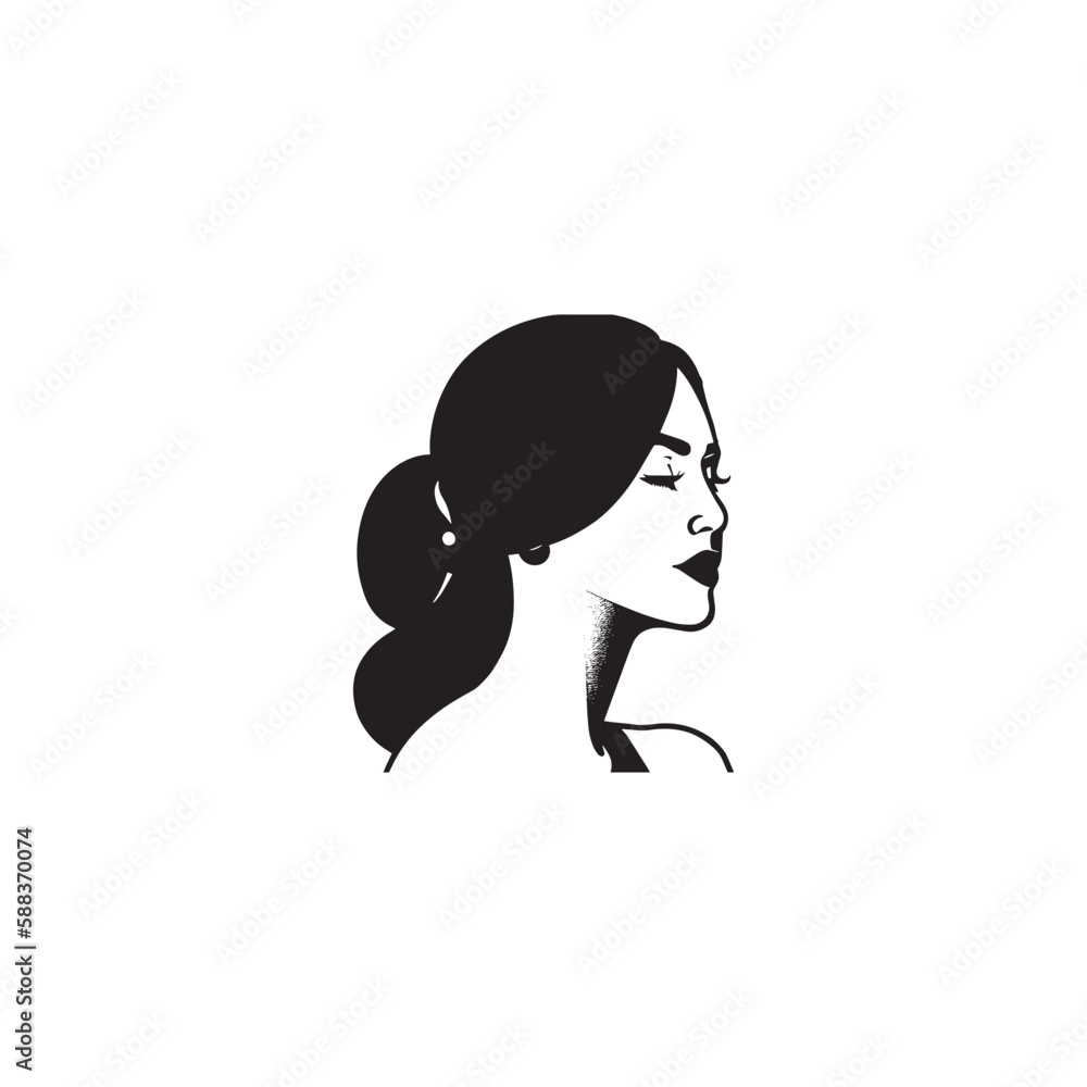 a cute woman tie hair avatar drawing illustration a cute woman tie hair avatar drawing illustration