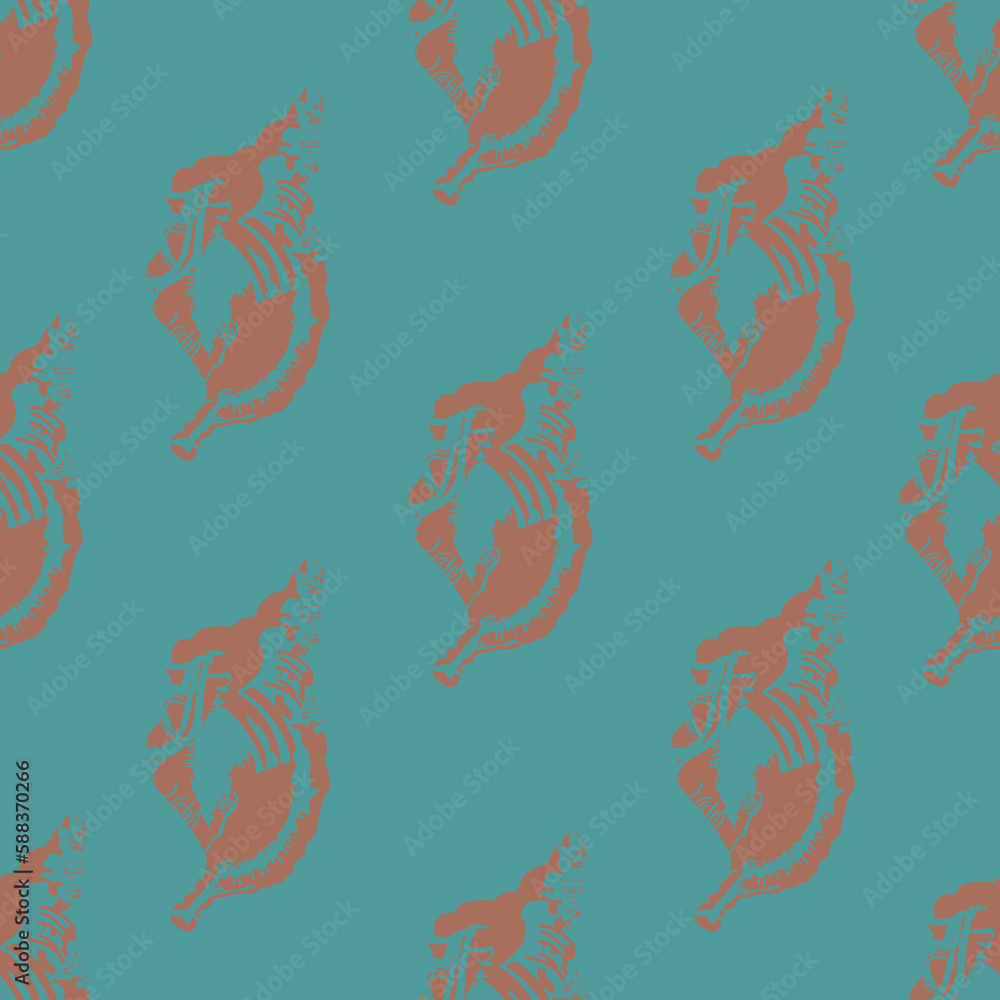 Naklejka premium Harmonious shell pattern. Shell, repeated background texture. Free-nand. Vintage underwater fabric creation mode