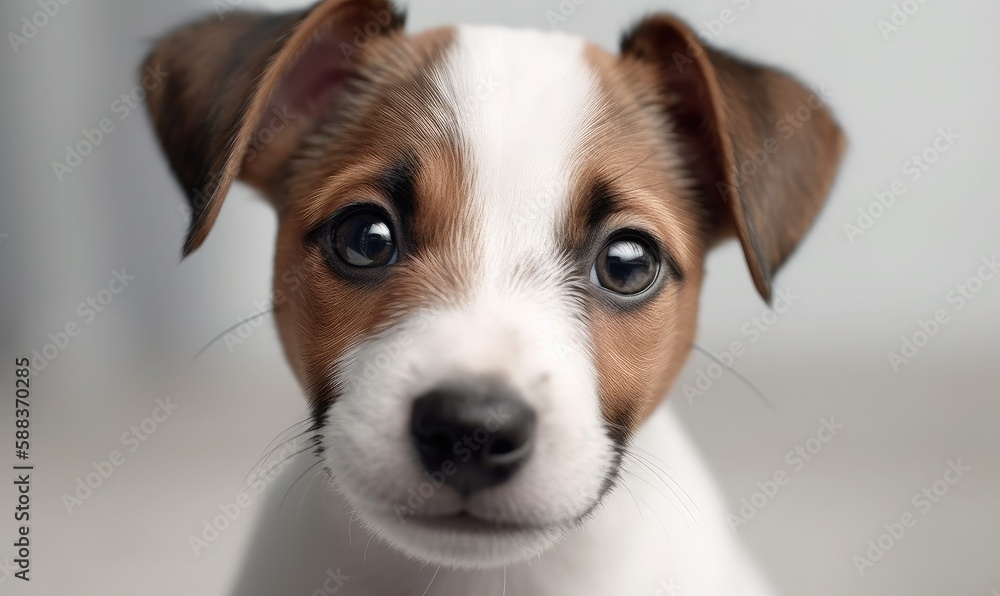 A jack russell terrier puppy on a white background, cute and playful pets, generative AI