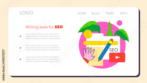 Passive income in the internet. Character making money on SEO. Search