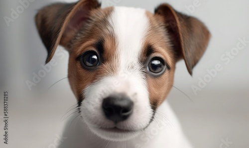 A jack russell terrier puppy on a white background, cute and playful pets, generative AI