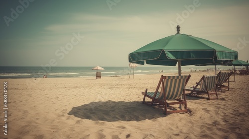 Umbrella with chairs in the beach © Enea