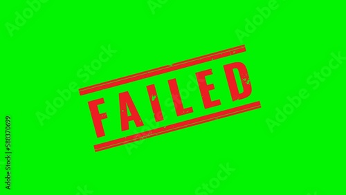 Animation of failed stamp. Impact rubber stamp red colour grunge style.