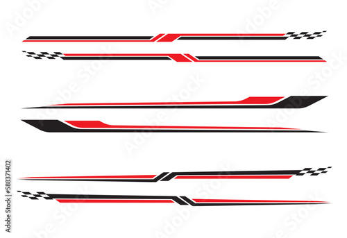 Car side sticker design. Vehicle vector Decal Stripes for the both parts template. Suitable for printing or cutting
