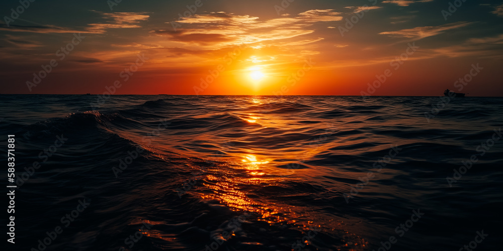 The sun shone in the sea twilight