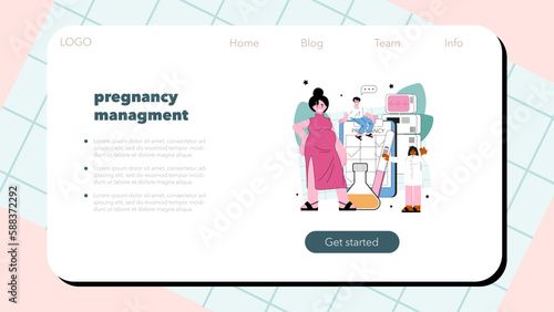 Reproductology and obstetrics web banner or landing page. Prenatal clinic