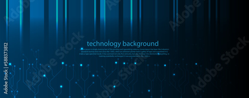 Blue circuit board electronic or electrical line with engineering technology concept vector background