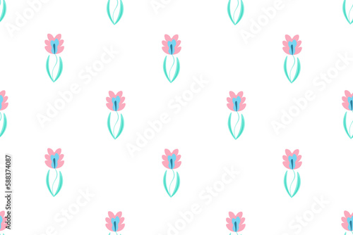 Seamless pattern with colorful watercolor flowers. Endless summer ornament with simple flower. Floral background. Wallpaper and bed linen print.