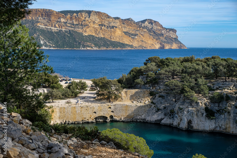 Сalanques  near Cassis. Famous place. Mediterranean sea. Provence tourism.