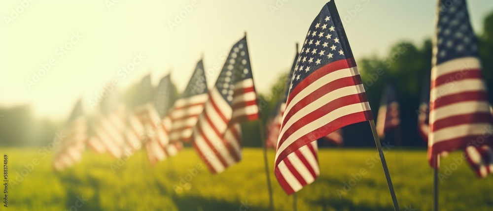 American flag Memorial day background. American flag, Memorial Day, National holiday in the United State. Generative AI