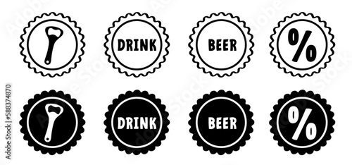 Drinkk 0% beer. Bottle opener pattern banner, Vector Bottle cap icon or symbol. Dry january. Restaurant, cafe or bar seamless logo. Beer bottles opener banner. beer cap.