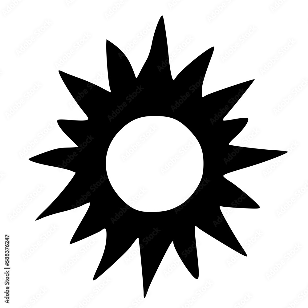 black and whitr of sun icon
