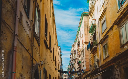 Typical street with houses in Italy.