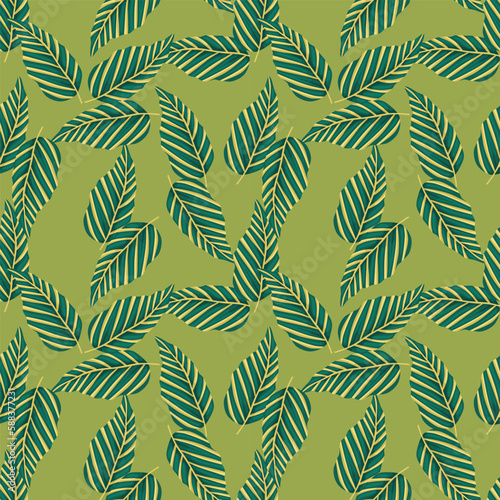 Decorative tropical palm leaves seamless pattern. Jungle leaf wallpaper. Exotic botanical texture.