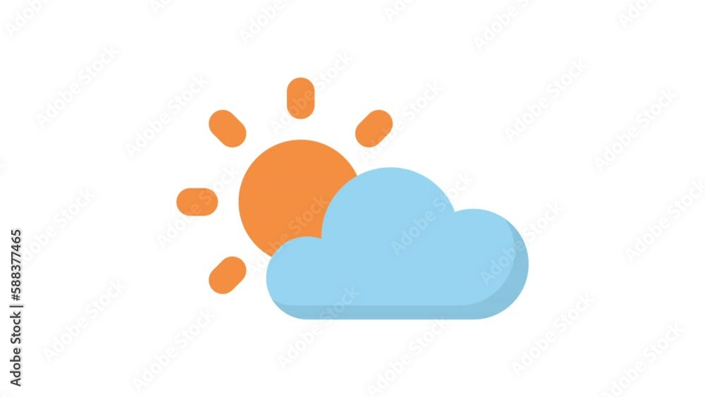 Sunny and Cloudy on white background, Weather animated icon
Sunny and Cloudy on white background, Weather animated icon