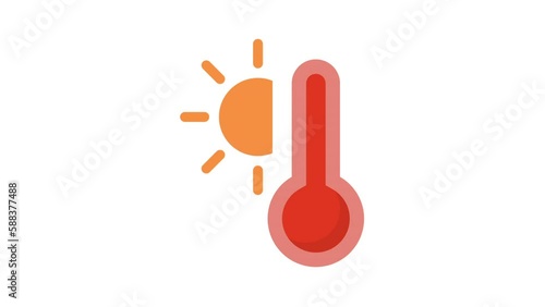 Hot on white background, Weather animated icon
