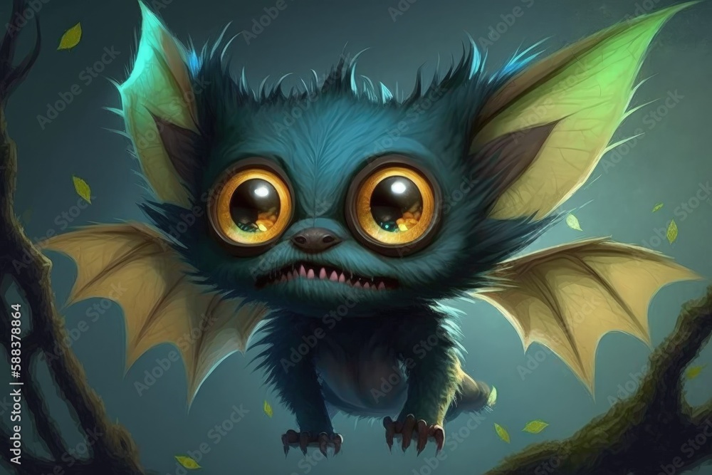 Obraz premium Adorable magical character. Fantasy creature created with Generative AI 