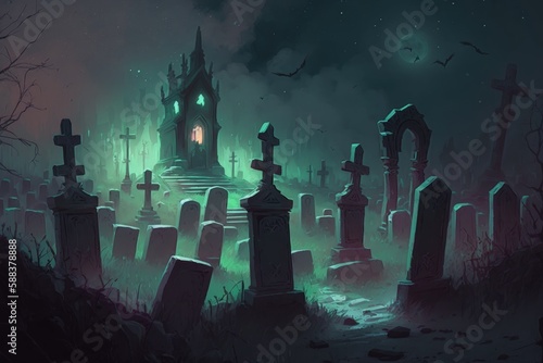 Magical graveyard created with Generative AI 