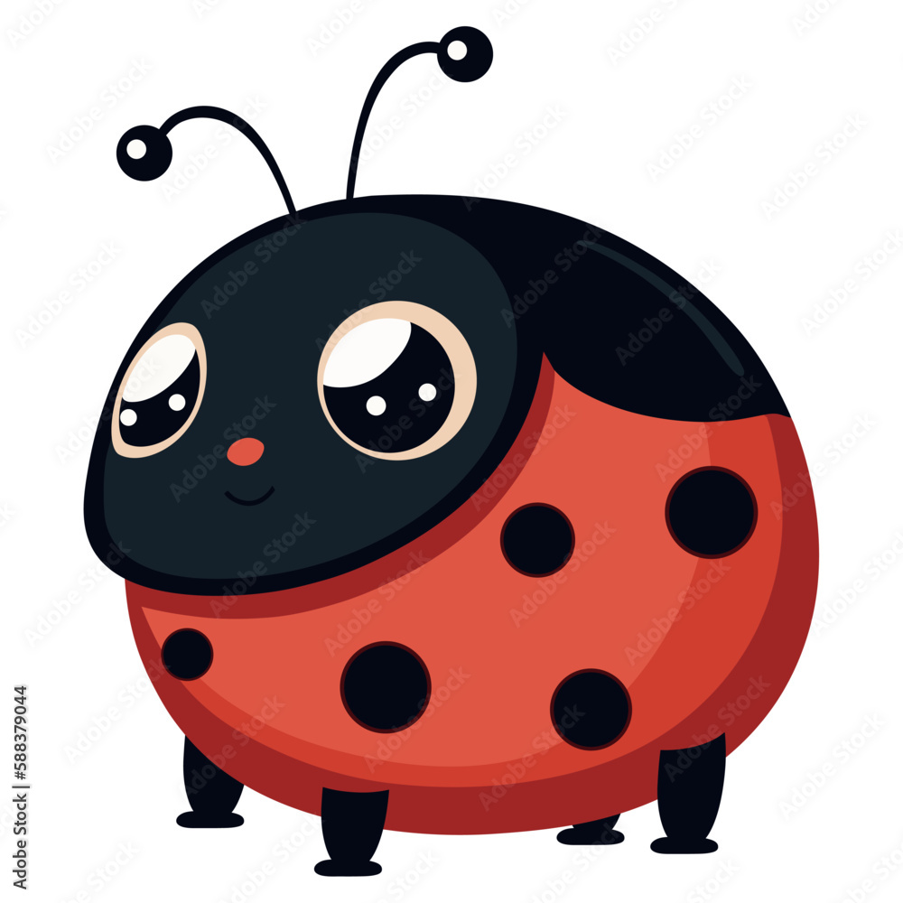 Fototapeta premium Smiling ladybug cute cartoon characters.