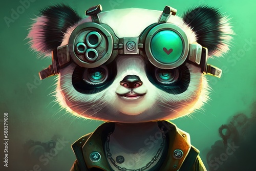 Cartoon cyberpunk panda fantasy character
created with Generative AI 
