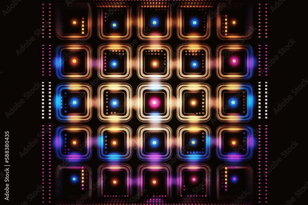 Luminous magical square with geometric objects created with Generative AI Luminous magical square with geometric objects created with Generative AI