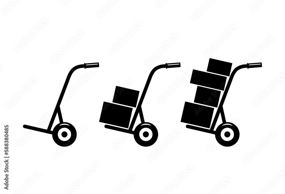 Hand truck vector icons on white background Hand truck vector icons on white background