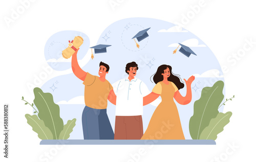 High school or college graduation. Celebration and diploma awarding