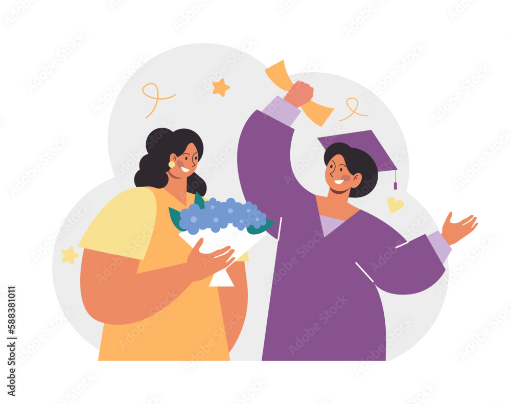 High school or college graduation. Celebration and diploma awarding High school or college graduation. Celebration and diploma awarding