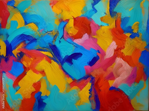 Beautiful colorful abstract art painting and artwork in various colors  made with tempera or acrylic colors  oil paintings  watercolors on canvas - AI generated  generative AI  