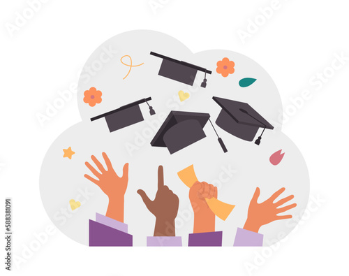 High school or college graduation. Celebration and diploma awarding
