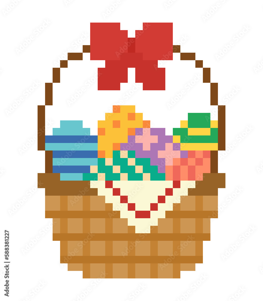 Easter Eggs Basket Pixel Art Easter Eggs Basket Pixel Art