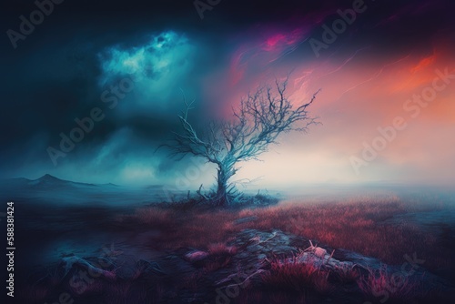 Foggy wasteland landscape created with Generative AI  © Soulmate