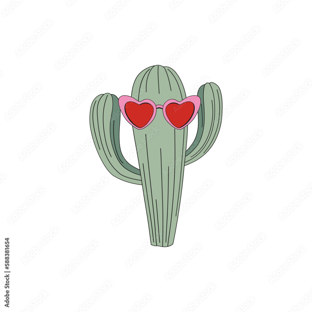 Howdy Valentines Day cactus in heart shape shades with hands up vector illustration isolated on white. Wild west cacti print for 14 February holiday postcard. Howdy Valentines Day cactus in heart shape shades with hands up vector illustration isolated on white. Wild west cacti print for 14 February holiday postcard.