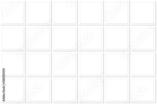 White square background or square wallpaper. Graphic illustration of white regular squares or labels for print or website.