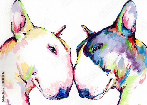 Print op canvas Bull Terriers